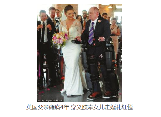 英国父亲瘫痪4年   穿义肢牵女儿走婚礼红毯